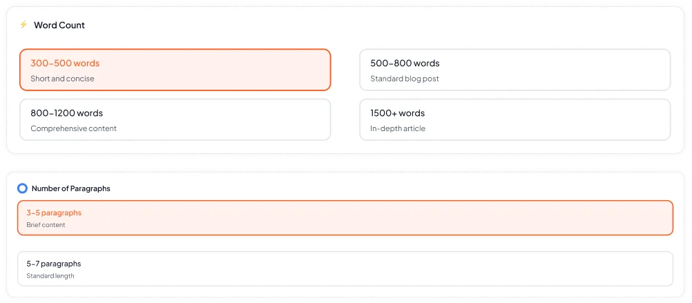 Configure The Article - Word count, structure and article configuration