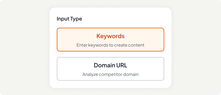 Keyword & Domain Research - Input keywords or domain URL