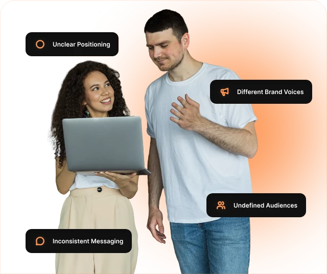 Marketing team discussing brand strategy and alignment
