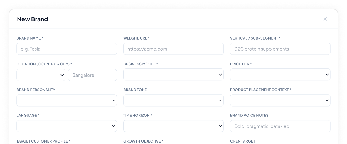 Add Your Brand - Define brand details and context